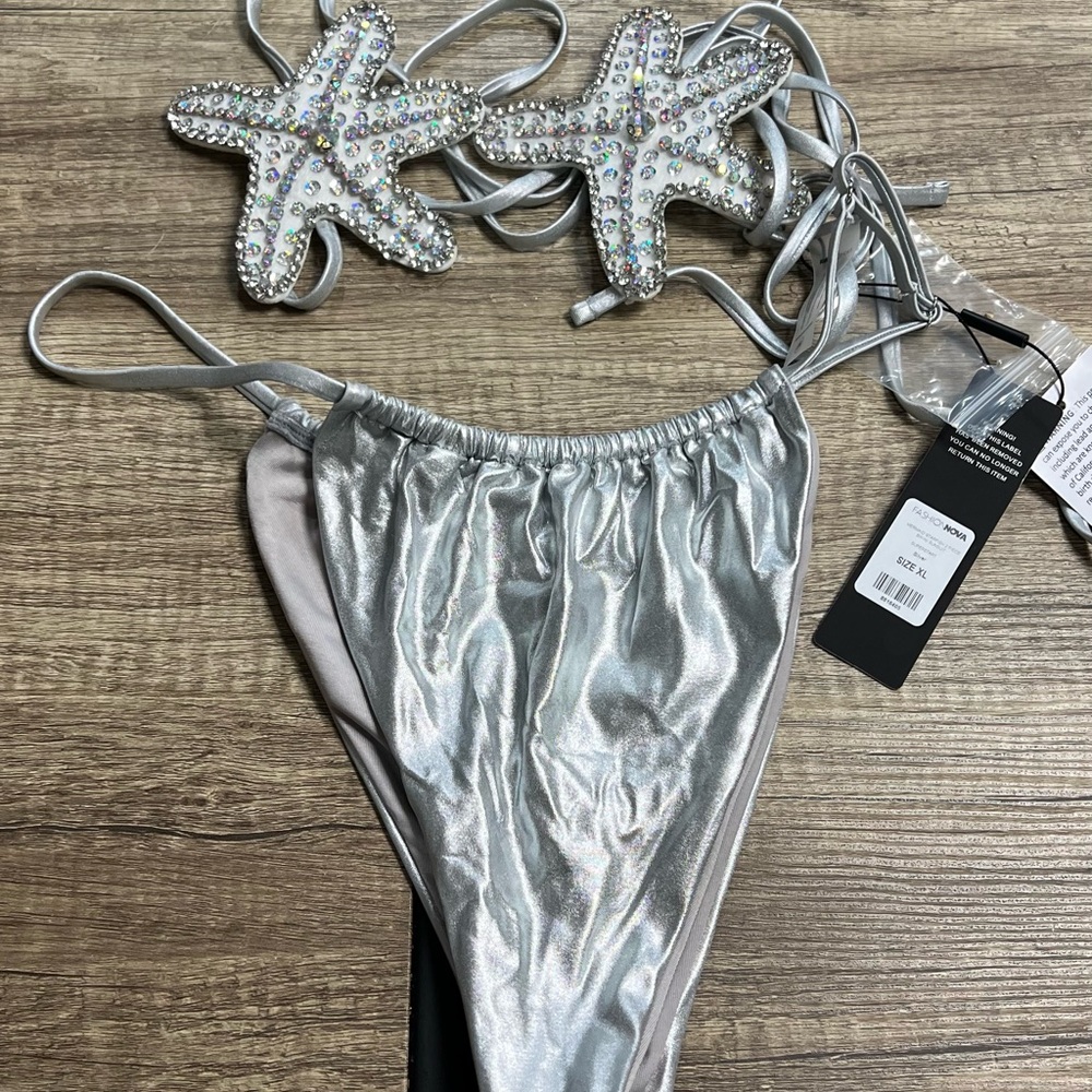Fashion Nova Silver Mermaid Bikini Set
